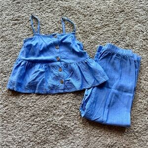 H&M Girls Size 6 Blue Two-Piece Lightweight Tank & Pants Set